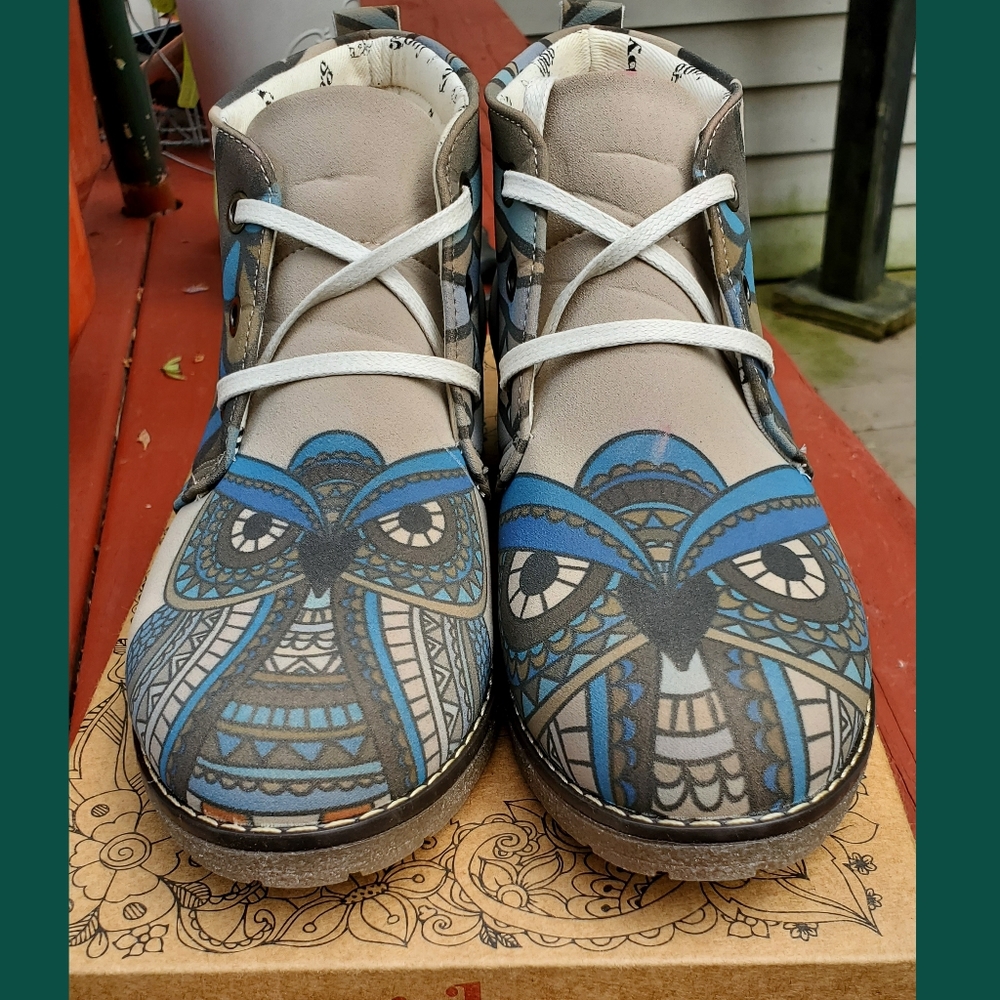 Goby🦉 wise Owl Vegan geometrical Boho RARE unique chukka boots desert shoes